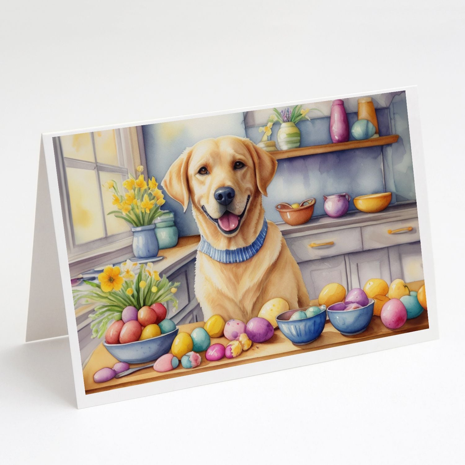 Decorating Easter Yellow Labrador Retriever Greeting Cards Pack of 8 Blank Cards with Envelopes Whimsical A7 Size 5x7 Blank Note Cards