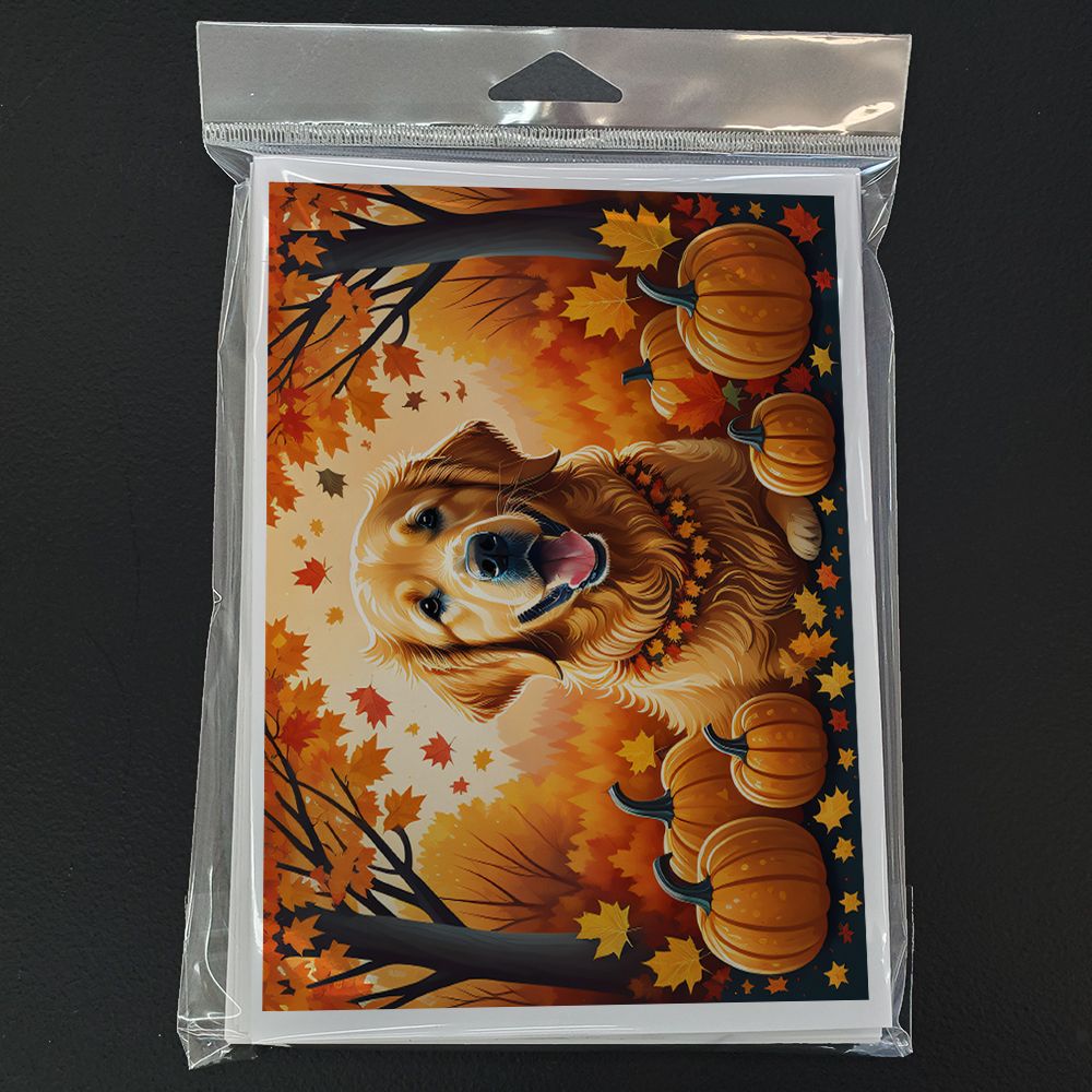 Golden Retriever Fall Greeting Cards Pack of 8 Blank Cards with Envelopes Whimsical A7 Size 5x7 Blank Note Cards