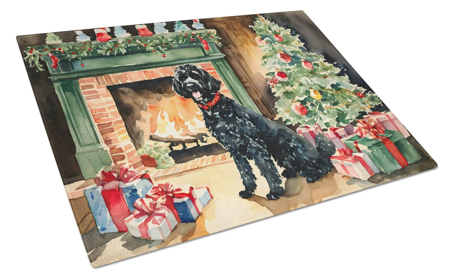 NEW Portuguese Water Dog Cozy Christmas Glass Cutting Board Decorative Tempered Glass Kitchen Cutting and Serving Board Large Size Chopping Board