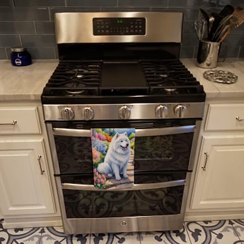 Samoyed Spring Path Kitchen Towel Dish Cloths Guest Hand Towel Decorative Bathroom Towel for Face,Tea, Dishcloth, Kitchen and Bath