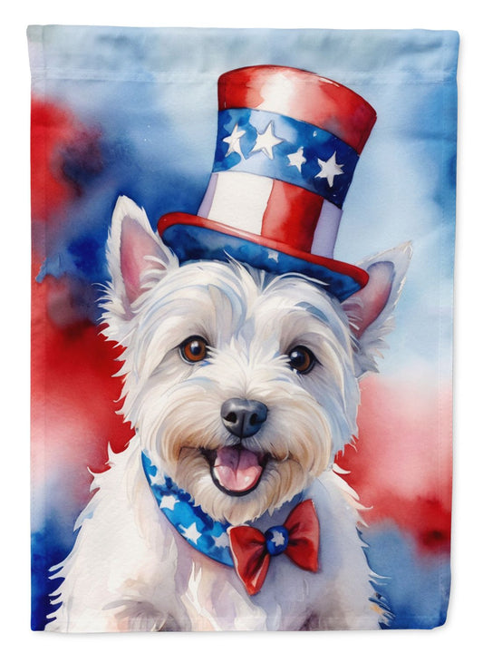 Westie Patriotic American House Flag Large Porch Sleeve Pole Decorative Outside Yard Banner Artwork Wall Hanging, Polyester, House Size, Multicolor