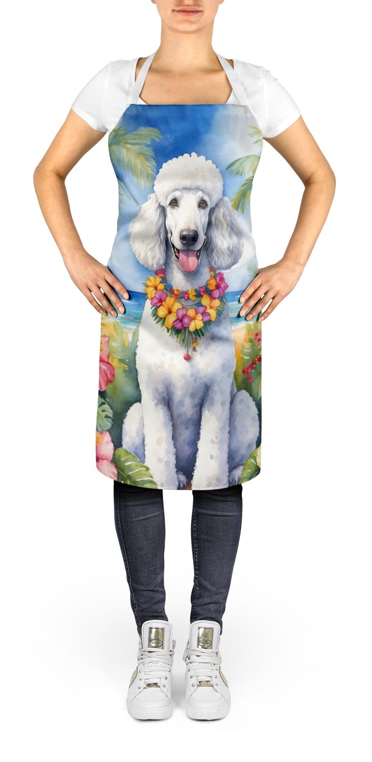White Poodle Luau Apron Cooking Kitchen Server Baking Crafts Gardening for Adult Women Men, Unisex, Large, Multicolor