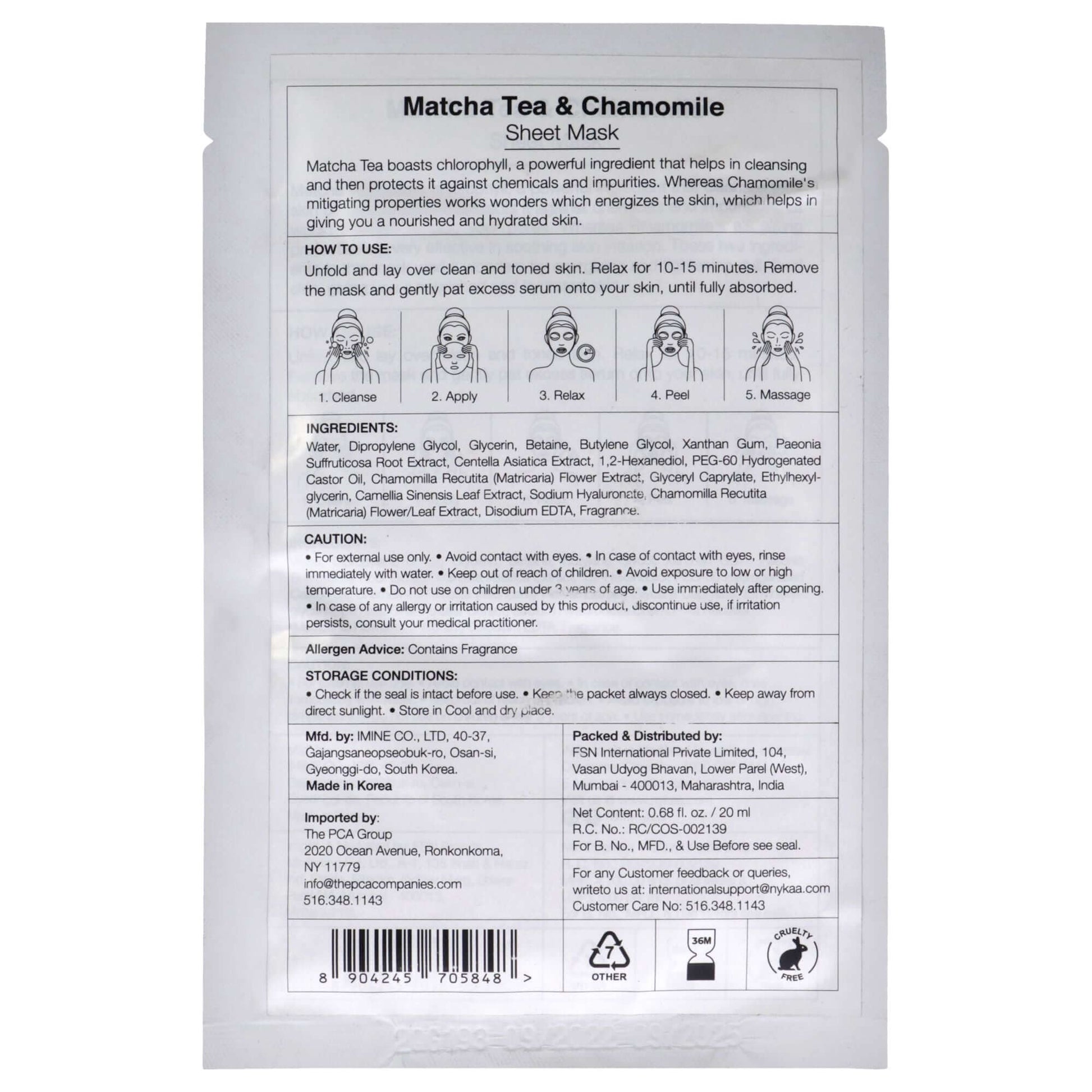 Skin Secrets Sheet Mask - Matcha Tea and Chamomile by Nykaa Naturals for Women - 1 Pc Mask