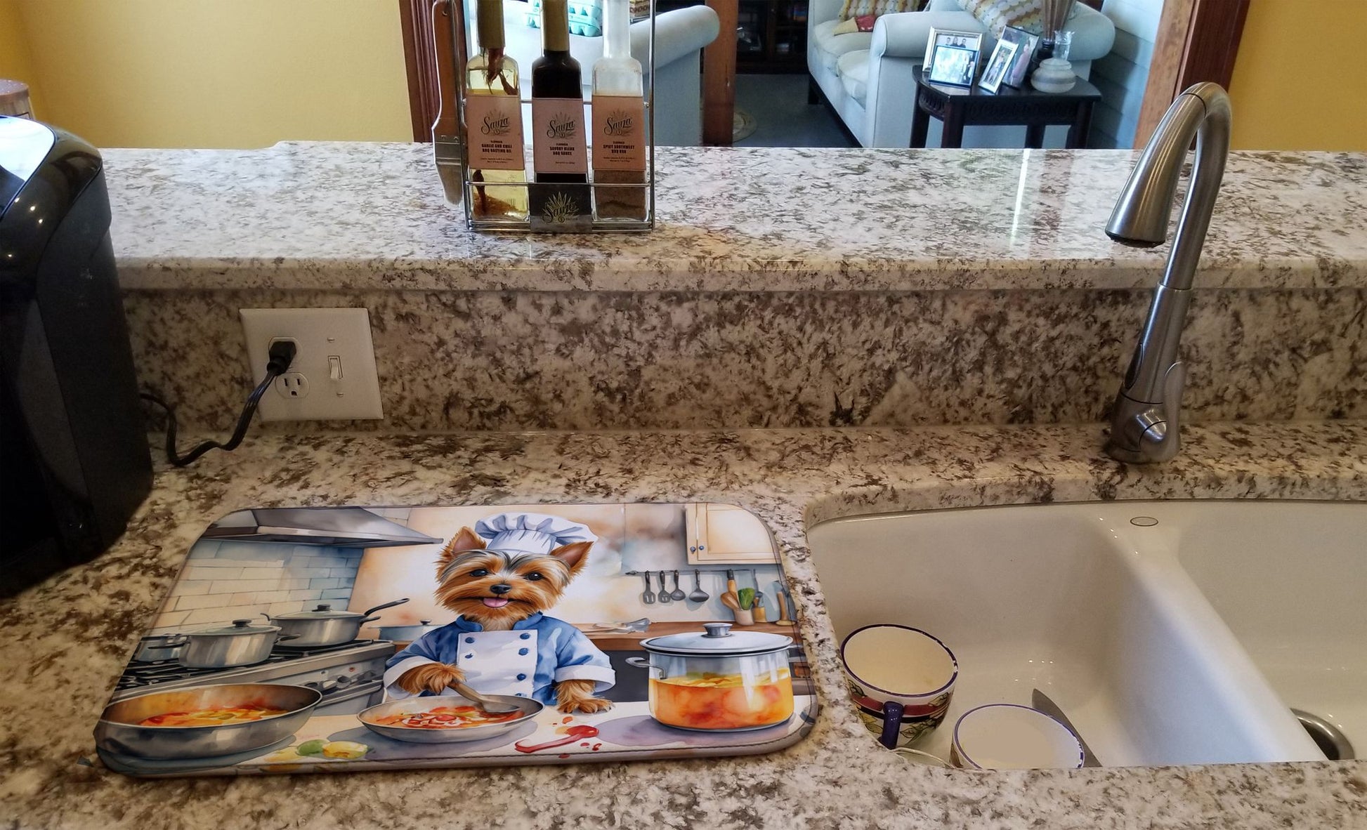 Silky Terrier The Chef Dish Drying Mat Absorbent Dish Drying Mat Pad for Kitchen Counter Dish Drainer Mat for Countertop, 14 x 21", Multicolor