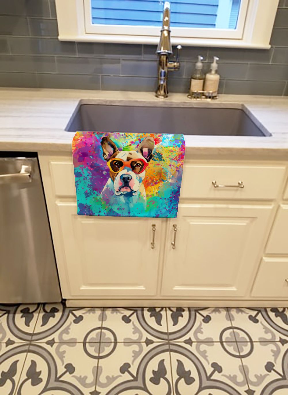 Boxer Hippie Dawg Kitchen Towel Dish Cloths Guest Hand Towel Decorative Bathroom Towel for Face,Tea, Dishcloth, Kitchen and Bath