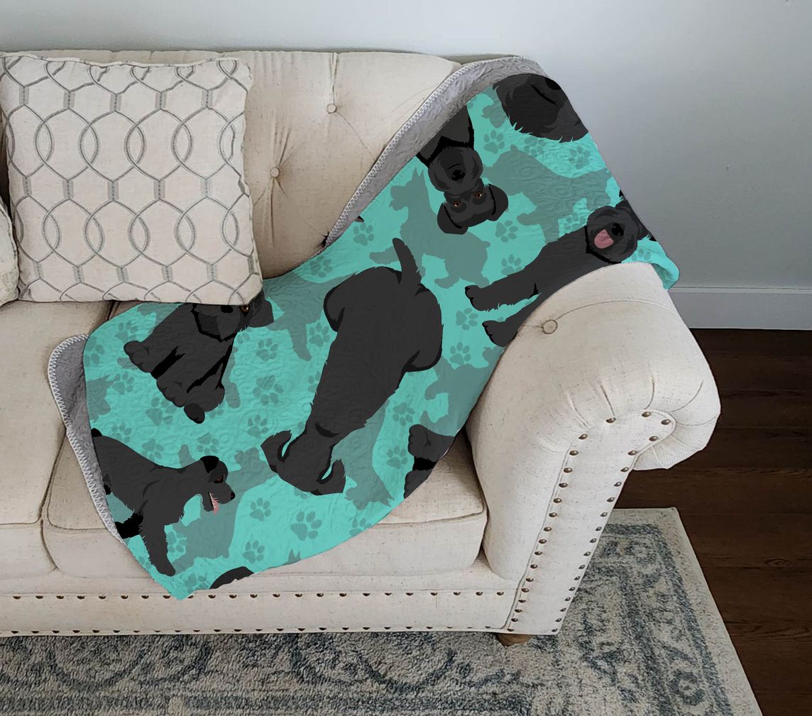 Black Schnauzer Quilted Blanket 50x60 Artwork Pattern Quilted Throw Blanket for Bed, Couch, Sofa, Soft and Lightweight