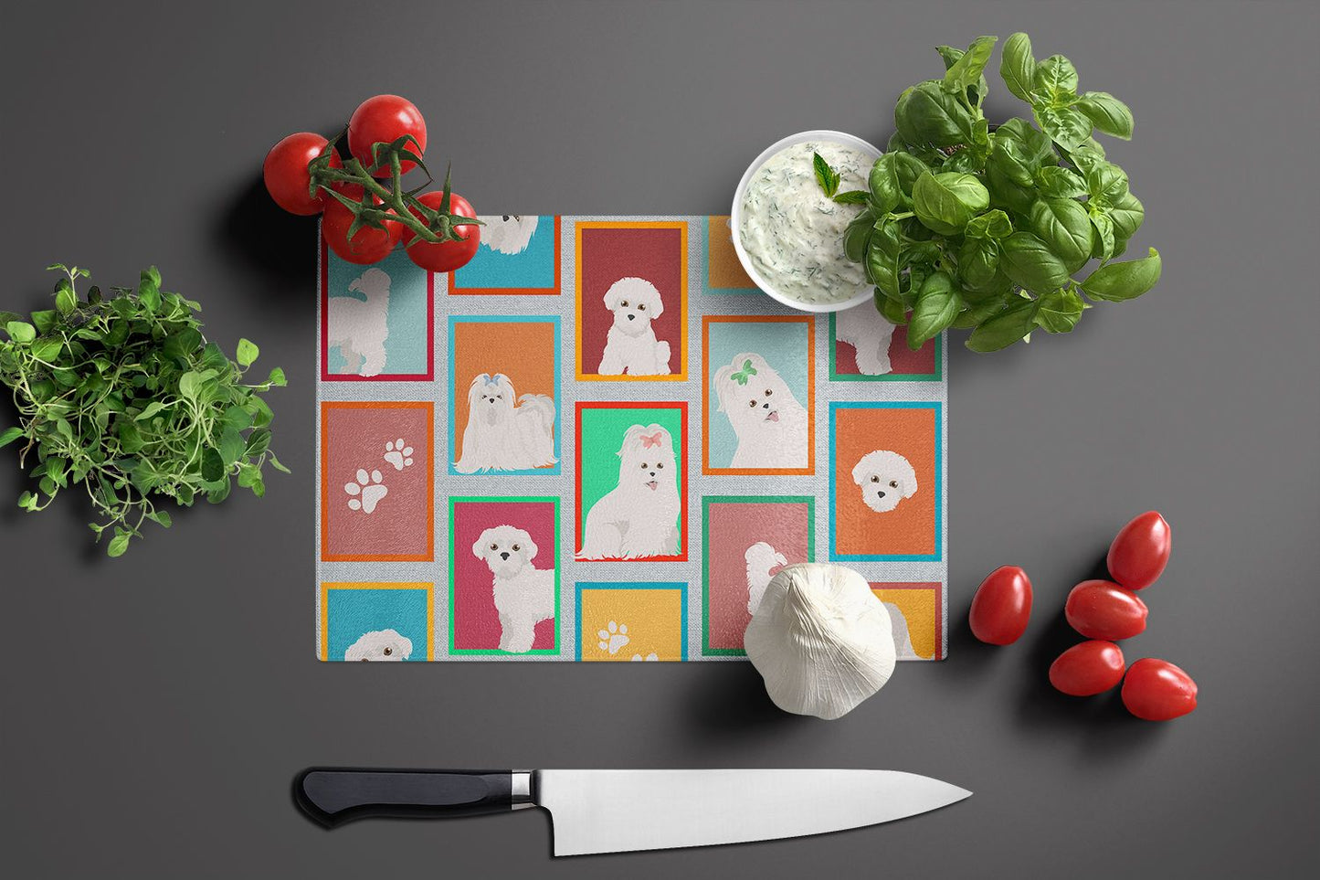 NEW Lots of Maltese Glass Cutting Board Decorative Tempered Glass Kitchen Cutting and Serving Board Large Size Chopping Board
