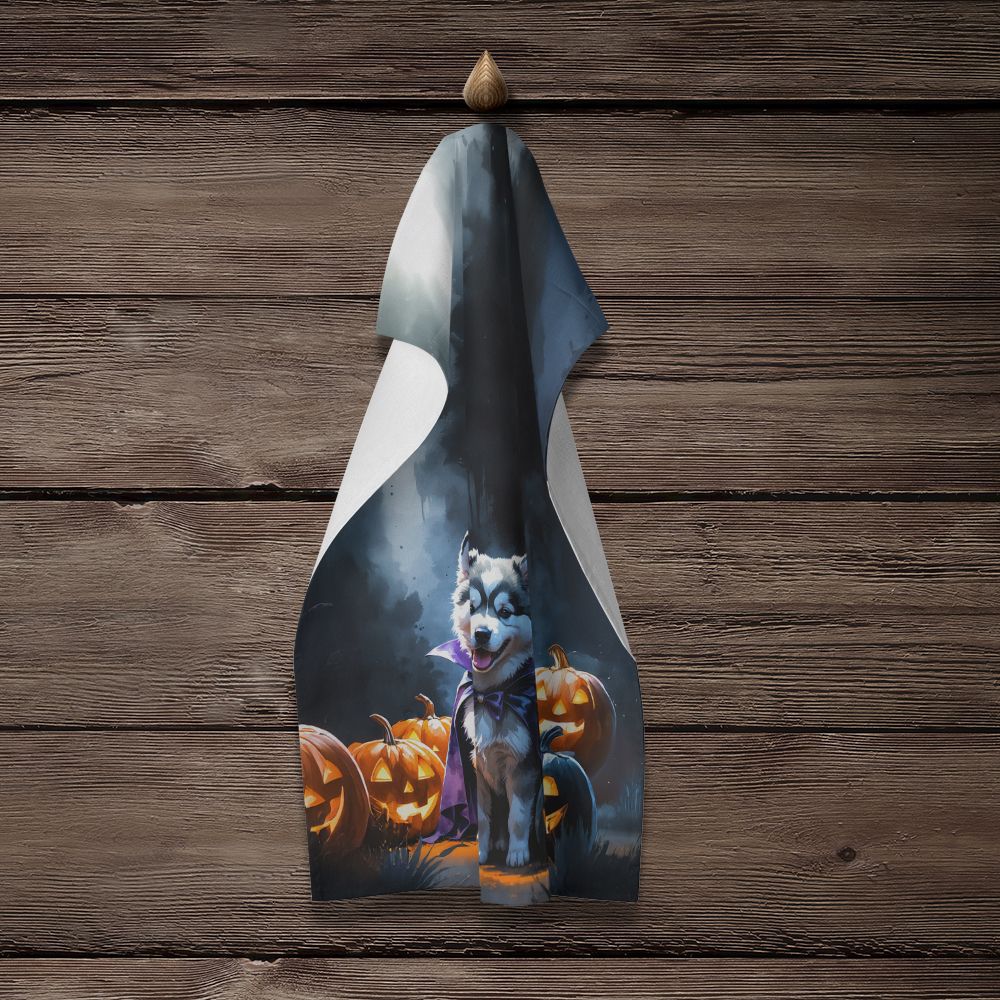 Alaskan Malamute Puppy Halloween Kitchen Towel Dish Cloths Guest Hand Towel Decorative Bathroom Towel for Face,Tea, Dishcloth, Kitchen and Bath
