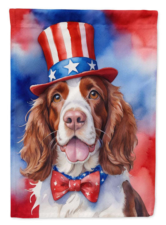 Welsh Springer Spaniel Patriotic American House Flag Large Porch Sleeve Pole Decorative Outside Yard Banner Artwork Wall Hanging, Polyester, House Size, Multicolor