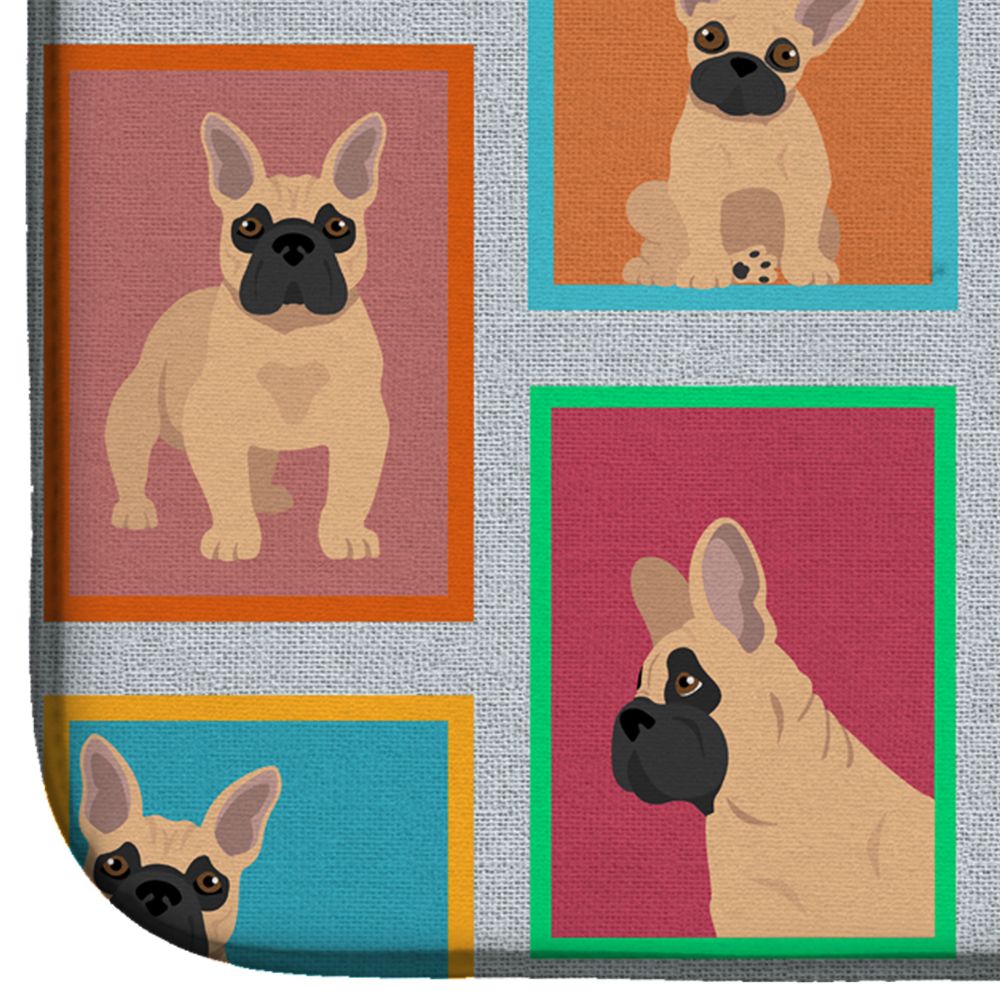 Lots of Fawn French Bulldog Dish Drying Mat Absorbent Dish Drying Mat Pad for Kitchen Counter Dish Drainer Mat for Countertop, 14 x 21", Multicolor