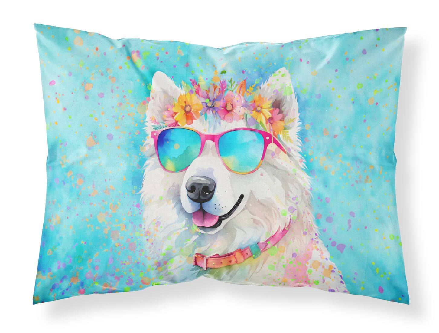 Samoyed Hippie Dawg Standard Pillowcase Lightweight Super Soft Easy Care Decorative Artwork Pillowcase, Standard