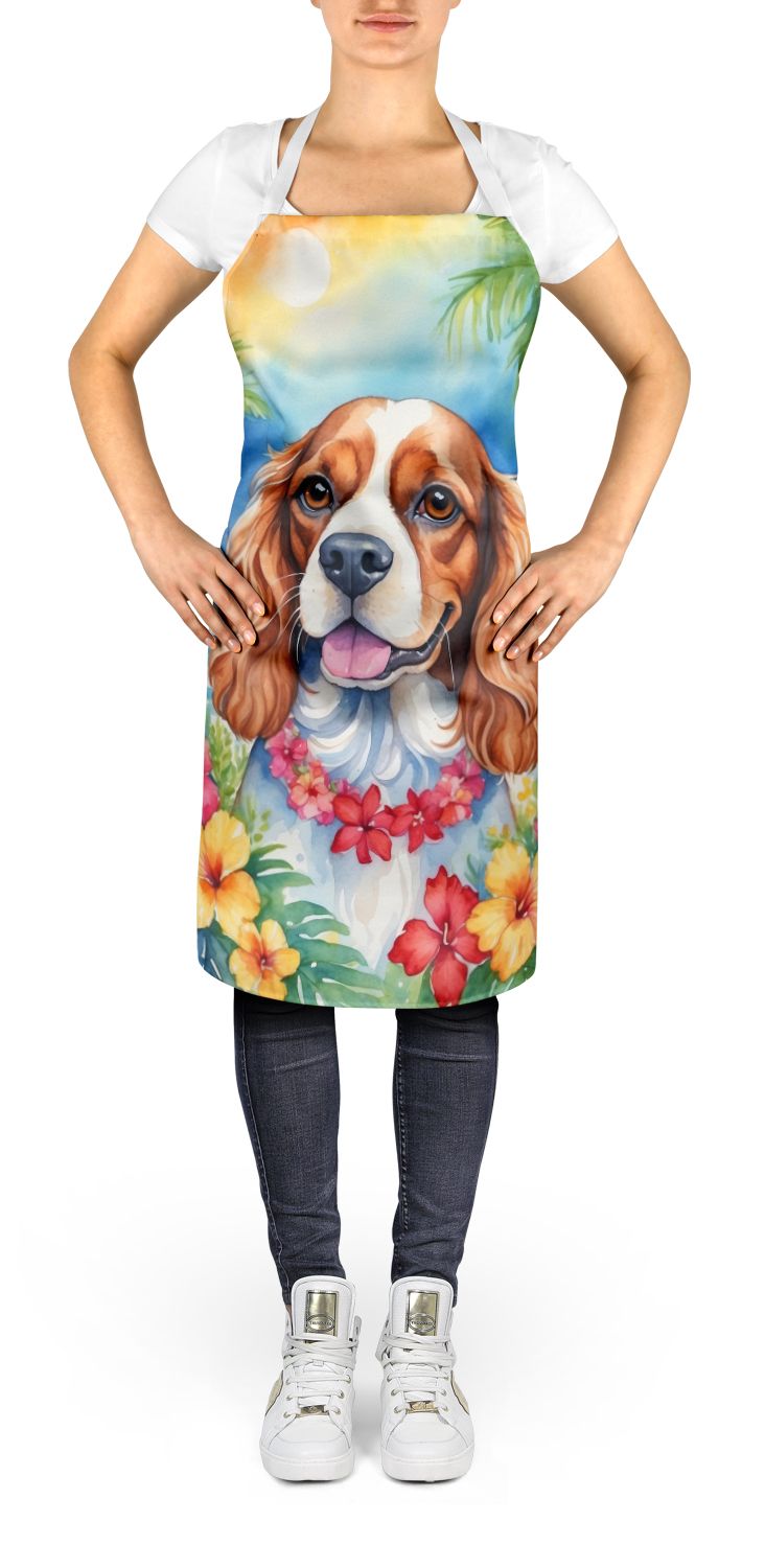 Cavalier Spaniel Luau Apron Cooking Kitchen Server Baking Crafts Gardening for Adult Women Men, Unisex, Large, Multicolor
