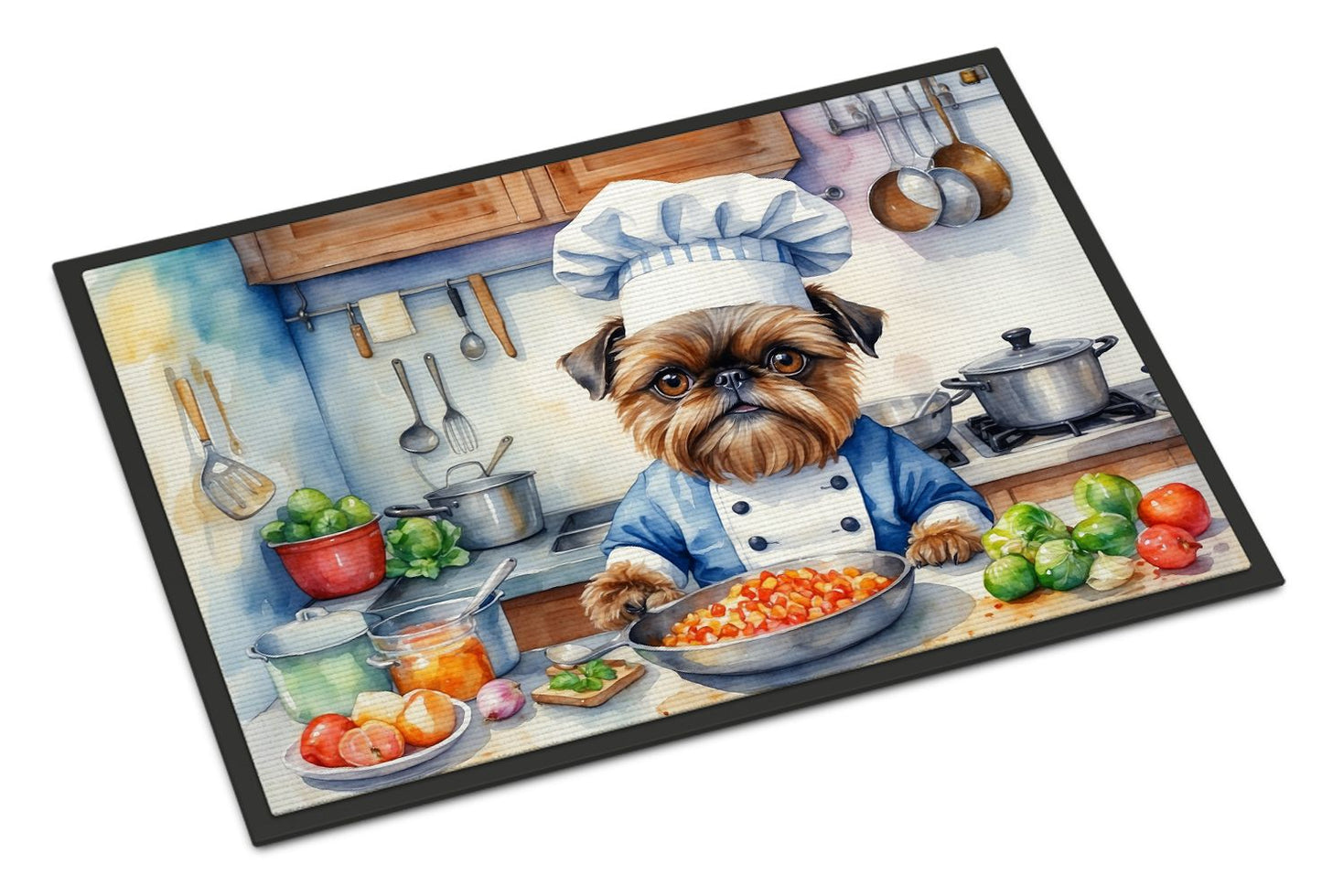 NEW Brussels Griffon The Chef Doormat Front Door Mat Indoor Outdoor Rugs for Entryway, Non Slip Washable Low Pile, 18H X 27W