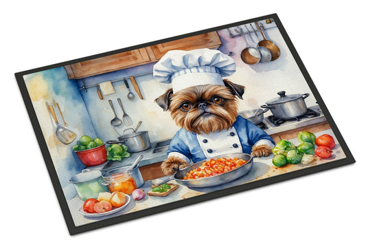 NEW Brussels Griffon The Chef Doormat Front Door Mat Indoor Outdoor Rugs for Entryway, Non Slip Washable Low Pile, 18H X 27W