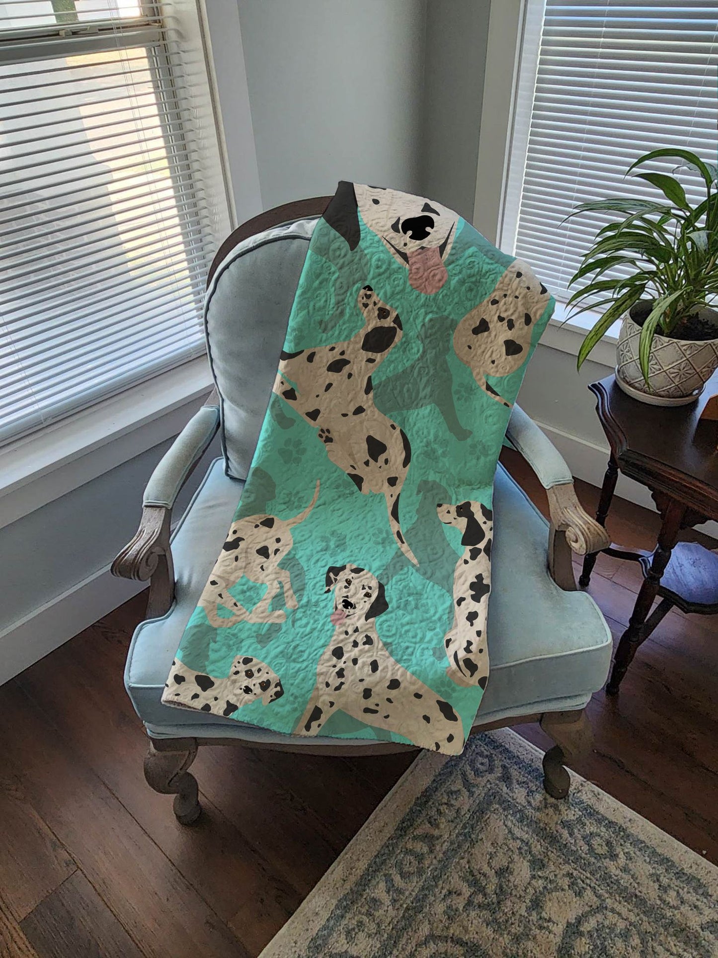 Dalmatian Quilted Blanket 50x60 Artwork Pattern Quilted Throw Blanket for Bed, Couch, Sofa, Soft and Lightweight
