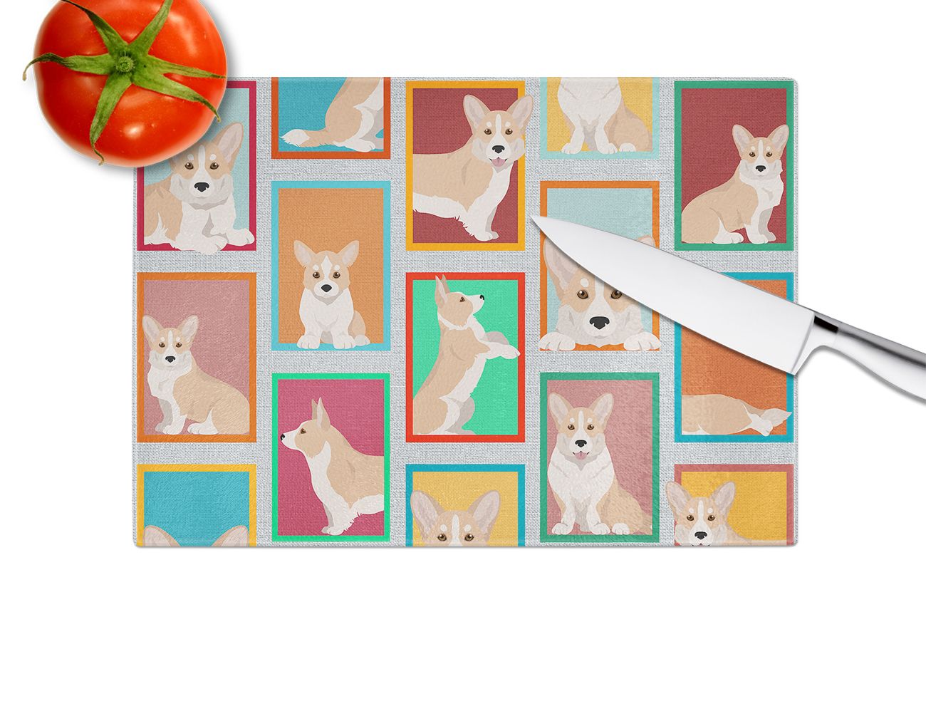 NEW Lots of Fawn Cardigan Corgi Glass Cutting Board Decorative Tempered Glass Kitchen Cutting and Serving Board Large Size Chopping Board
