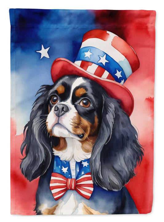 Cavalier Spaniel Patriotic American House Flag Large Porch Sleeve Pole Decorative Outside Yard Banner Artwork Wall Hanging, Polyester, House Size, Multicolor