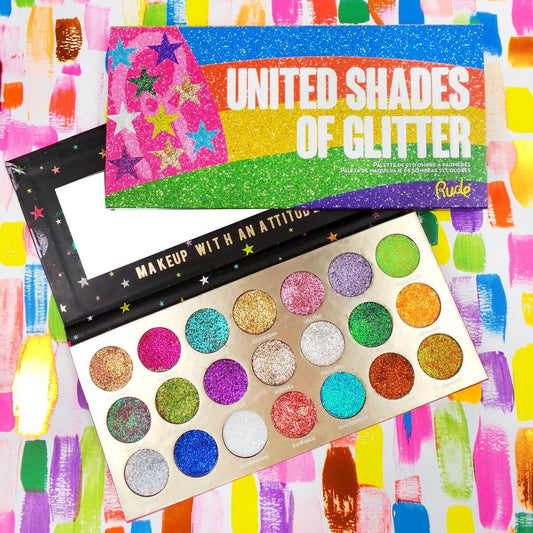 RUDE United Shades of Glitter - 21 Pressed Glitter Palette - Clothes For Her Online Store