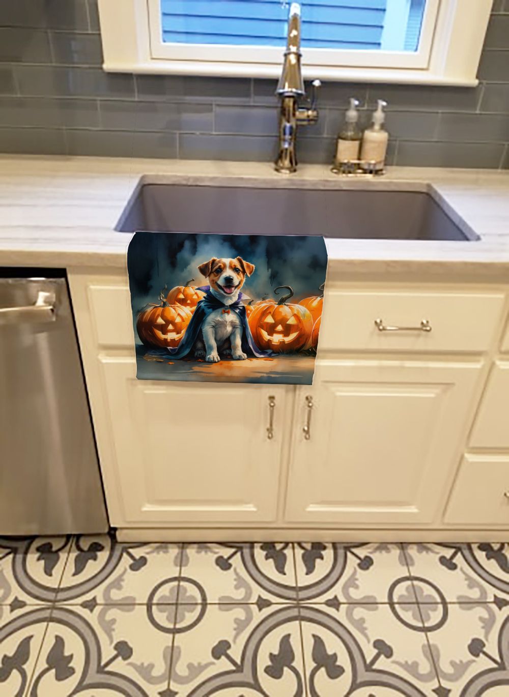 Jack Russell Terrier Puppy Halloween Kitchen Towel Dish Cloths Guest Hand Towel Decorative Bathroom Towel for Face,Tea, Dishcloth, Kitchen and Bath