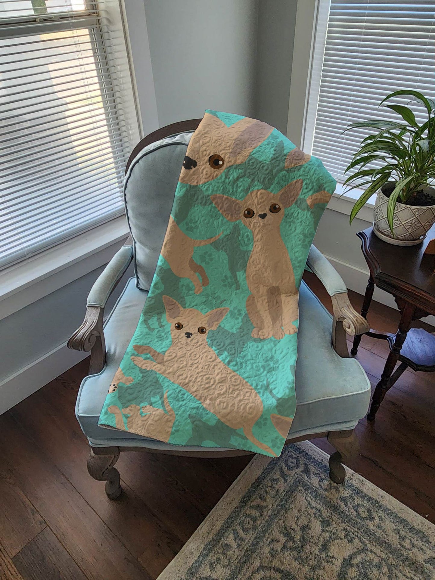 Chihuahua Quilted Blanket 50x60 Artwork Pattern Quilted Throw Blanket for Bed, Couch, Sofa, Soft and Lightweight