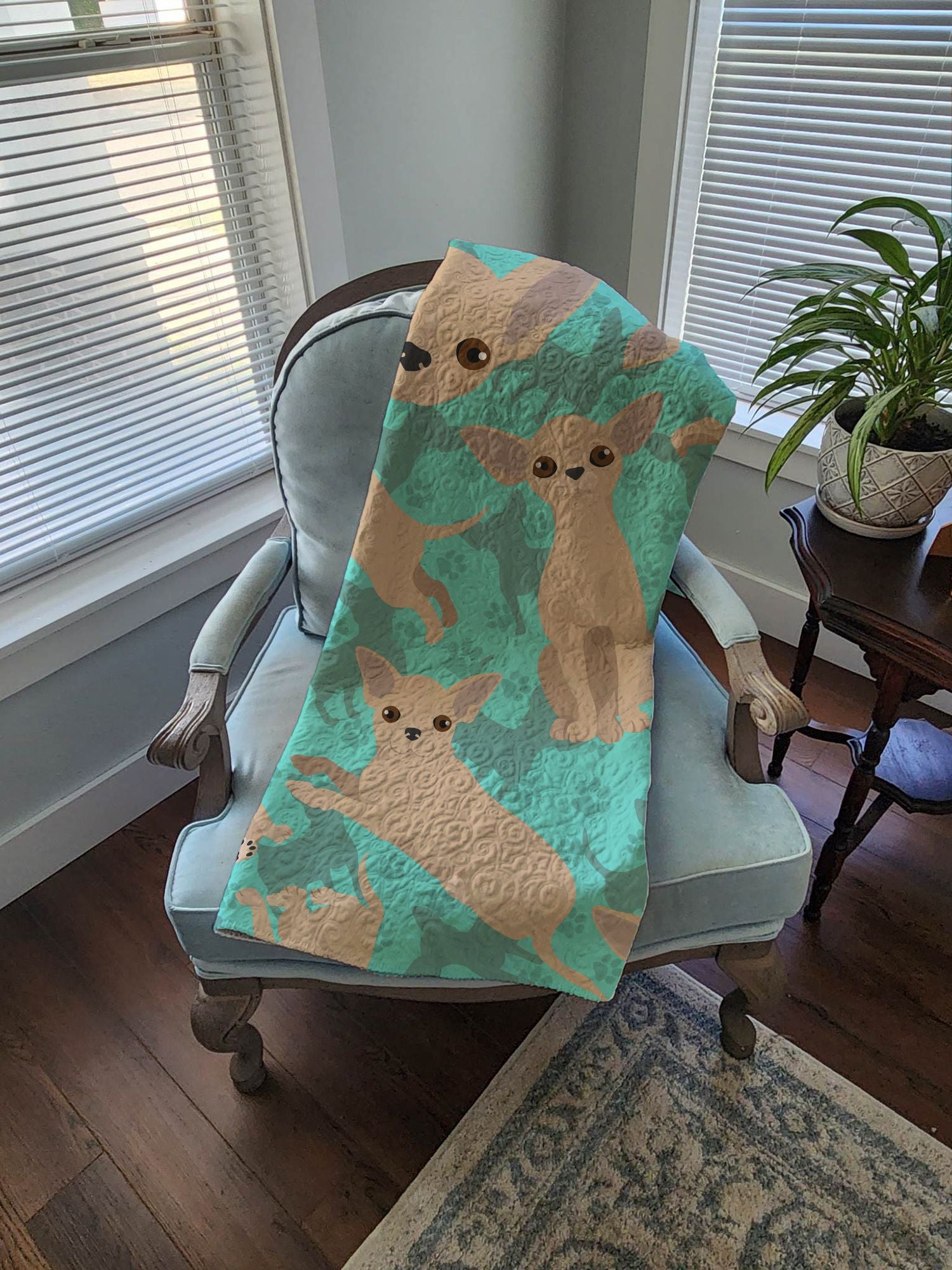 Chihuahua Quilted Blanket 50x60 Artwork Pattern Quilted Throw Blanket for Bed, Couch, Sofa, Soft and Lightweight