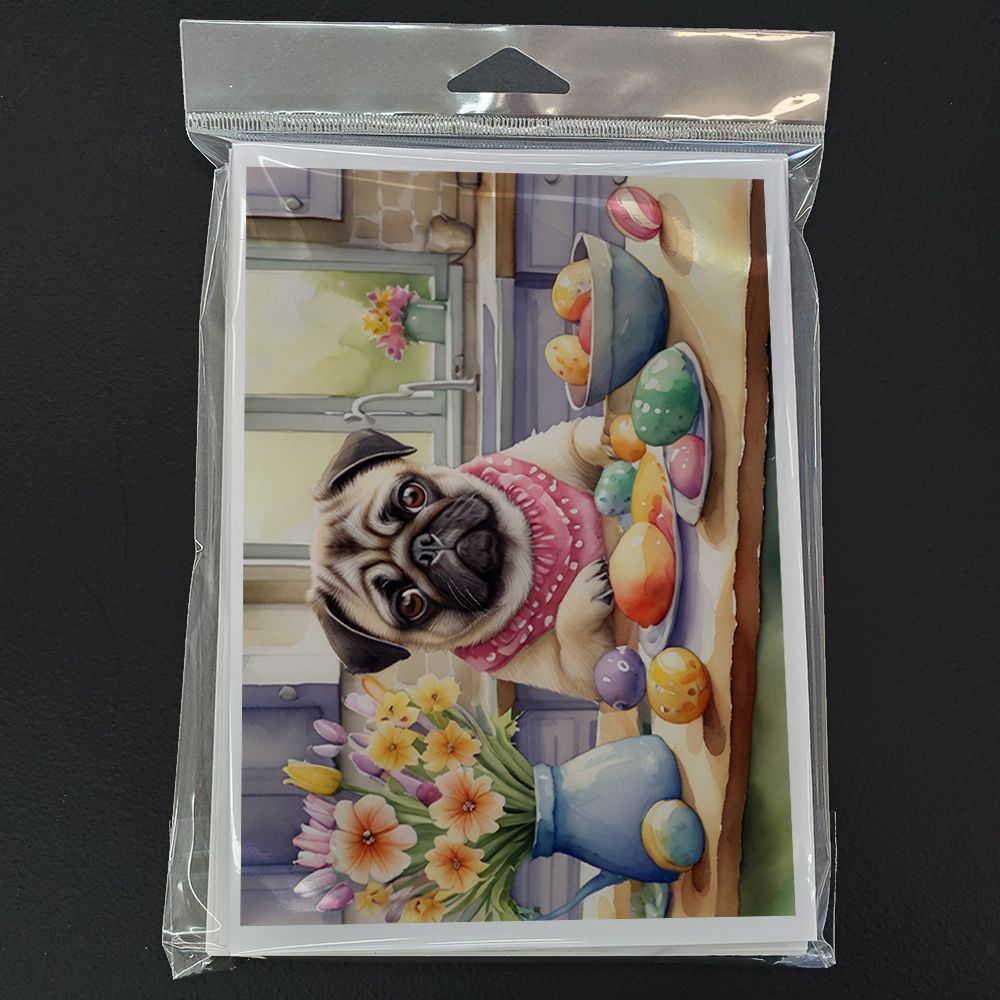 Decorating Easter Pug Greeting Cards Pack of 8 Blank Cards with Envelopes Whimsical A7 Size 5x7 Blank Note Cards