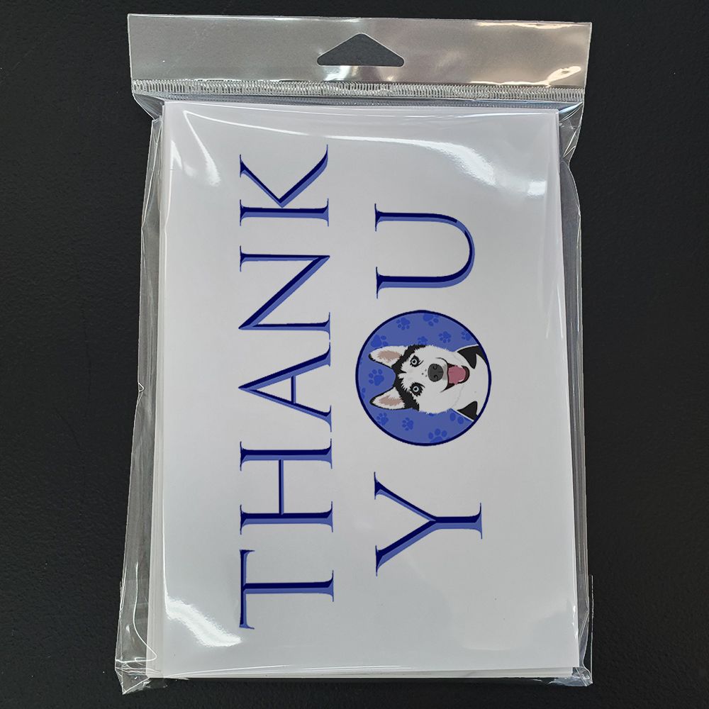 Siberian Husky Black and White #2 Thank You Greeting Cards Pack of 8 Blank Cards with Envelopes Whimsical A7 Size 5x7 Blank Note Cards