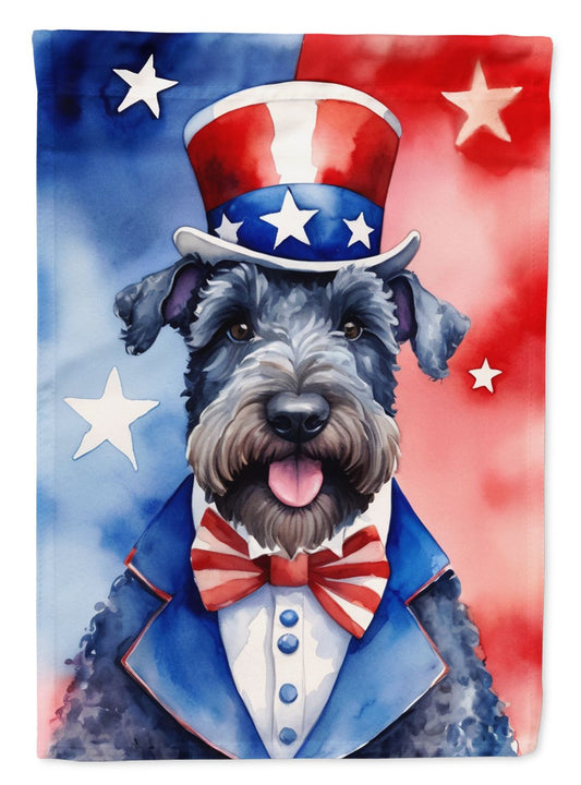 Kerry Blue Terrier Patriotic American House Flag Large Porch Sleeve Pole Decorative Outside Yard Banner Artwork Wall Hanging, Polyester, House Size, Multicolor