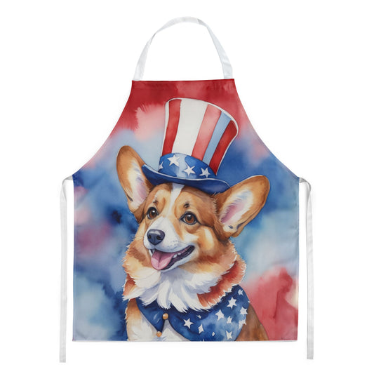 Corgi Patriotic American Apron Cooking Kitchen Server Baking Crafts Gardening for Adult Women Men, Unisex, Large, Multicolor