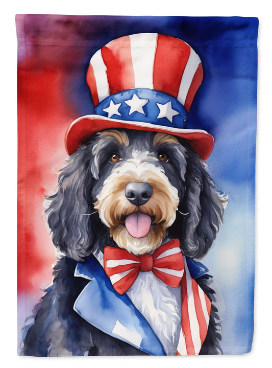 Bernedoodle Patriotic American Garden Flag Mailbox Flag Decorative Yard Flag Banner Outside Patio Artwork Yard Flower Beds, Garden Size, Multicolor