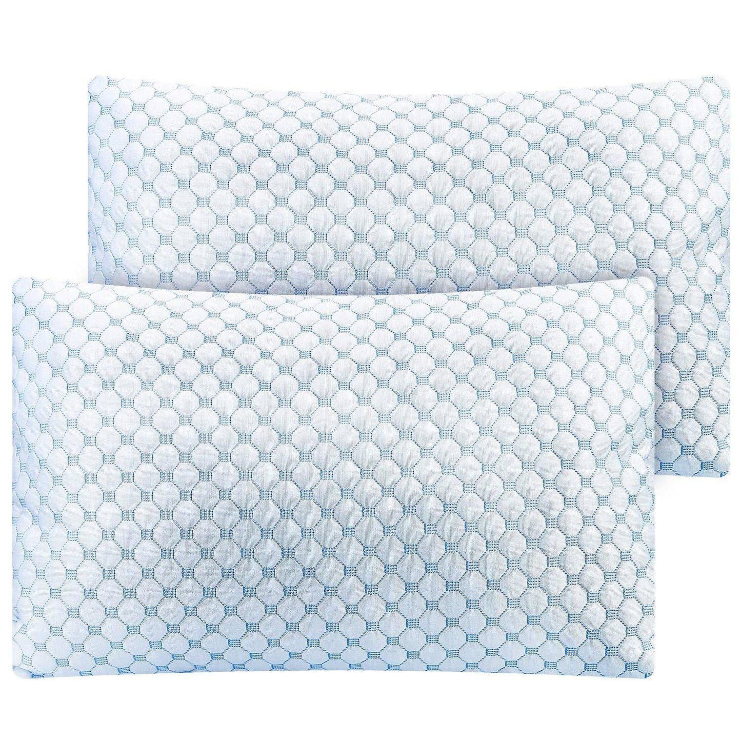 Cooling Memory Foam Pillow Ventilated Soft Bed Pillow w/ Cooling Gel Infused Memory Foam 2Pcs Queen Size - Clothes For Her Online Store