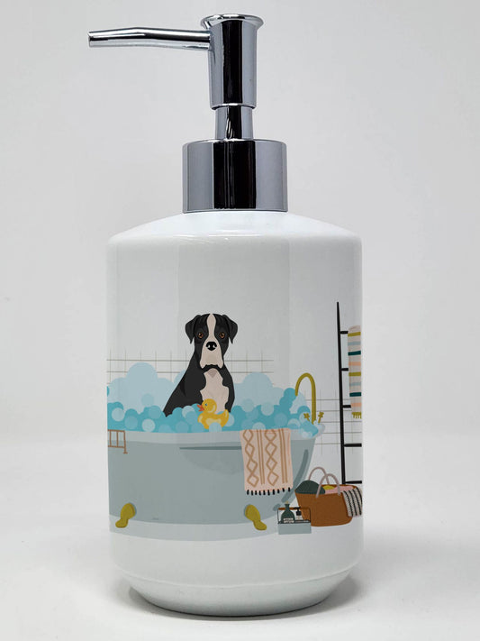 Natural Eared Black Boxer Ceramic Soap Dispenser Hand Soap Dispenser Pump Bottles for Bathroom Kitchen, Empty Refillable Liquid Soap Container