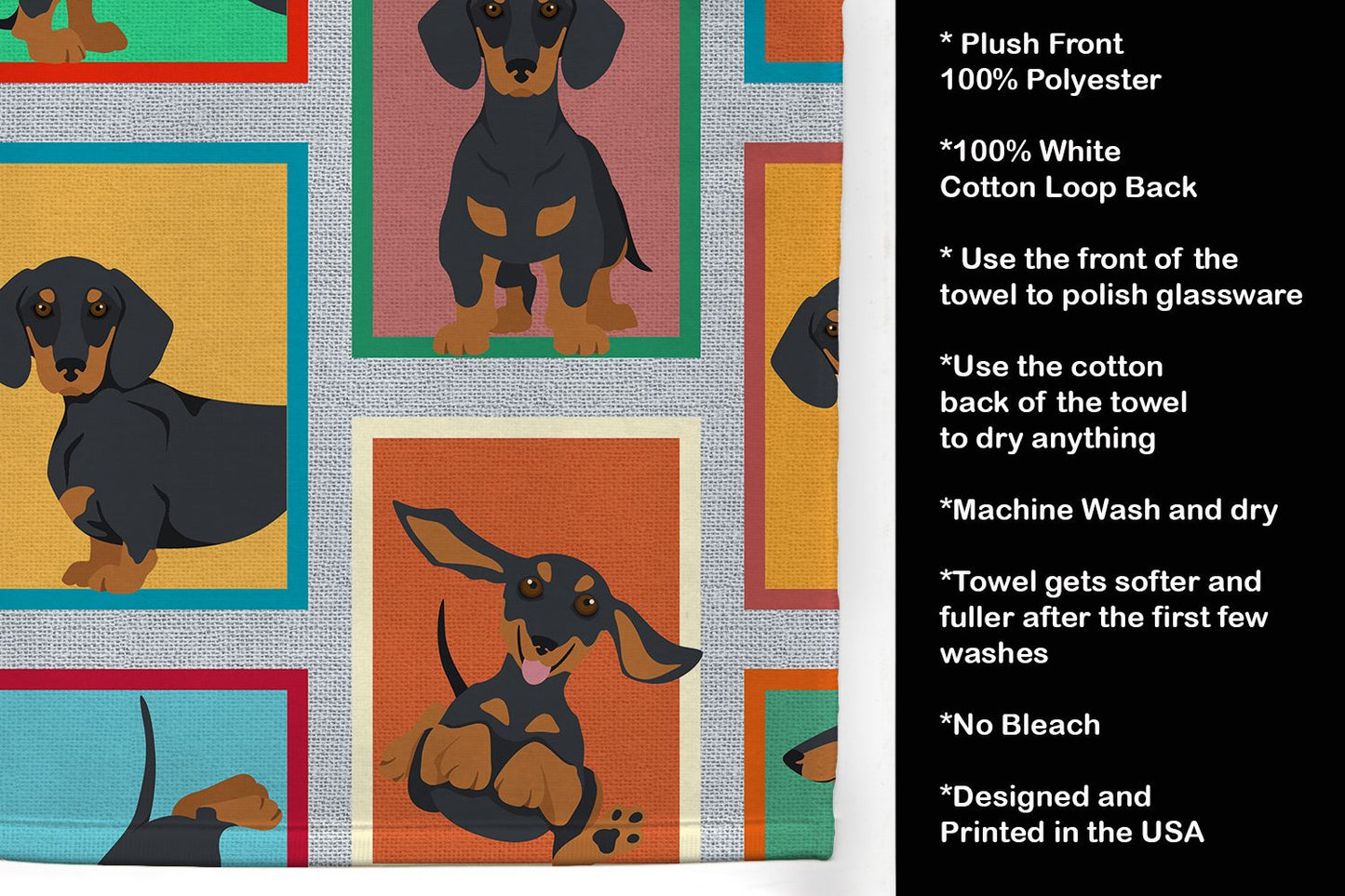Lots of Black and Tan Dachshund Kitchen Towel Dish Cloths Guest Hand Towel Decorative Bathroom Towel for Face,Tea, Dishcloth, Kitchen and Bath