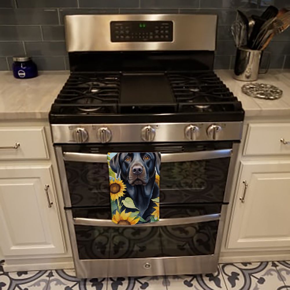 Labrador Retriever in Sunflowers Kitchen Towel Dish Cloths Guest Hand Towel Decorative Bathroom Towel for Face,Tea, Dishcloth, Kitchen and Bath
