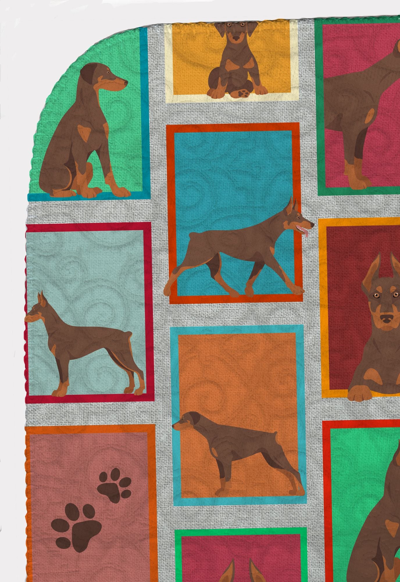 Lots of Red Doberman Pinscher Quilted Blanket 50x60 Artwork Pattern Quilted Throw Blanket for Bed, Couch, Sofa, Soft and Lightweight
