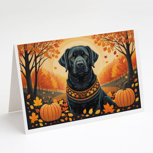 Black Labrador Retriever Fall Greeting Cards Pack of 8 Blank Cards with Envelopes Whimsical A7 Size 5x7 Blank Note Cards