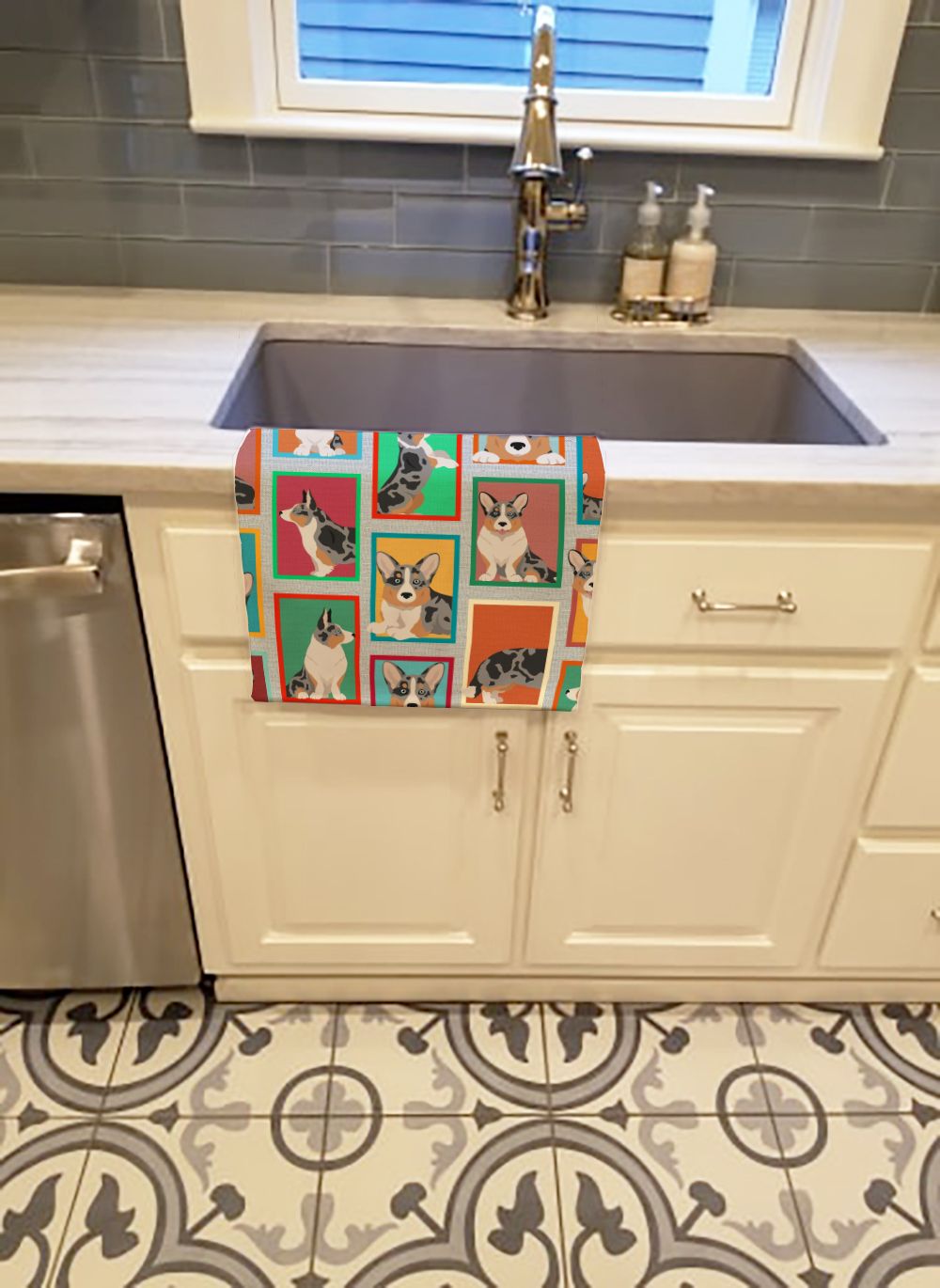 Lots of Blue Merle Welsh Cardigan Corgi Kitchen Towel Dish Cloths Guest Hand Towel Decorative Bathroom Towel for Face,Tea, Dishcloth, Kitchen and Bath
