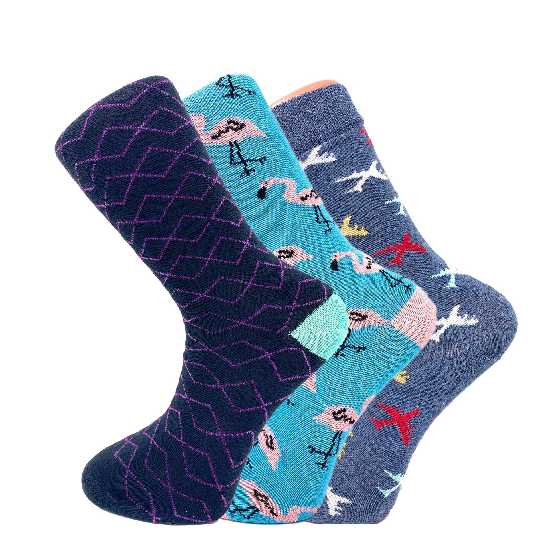 Colorful Funny Socks Novelty Crazy Cotton Crew Dress Socks 6 Pairs