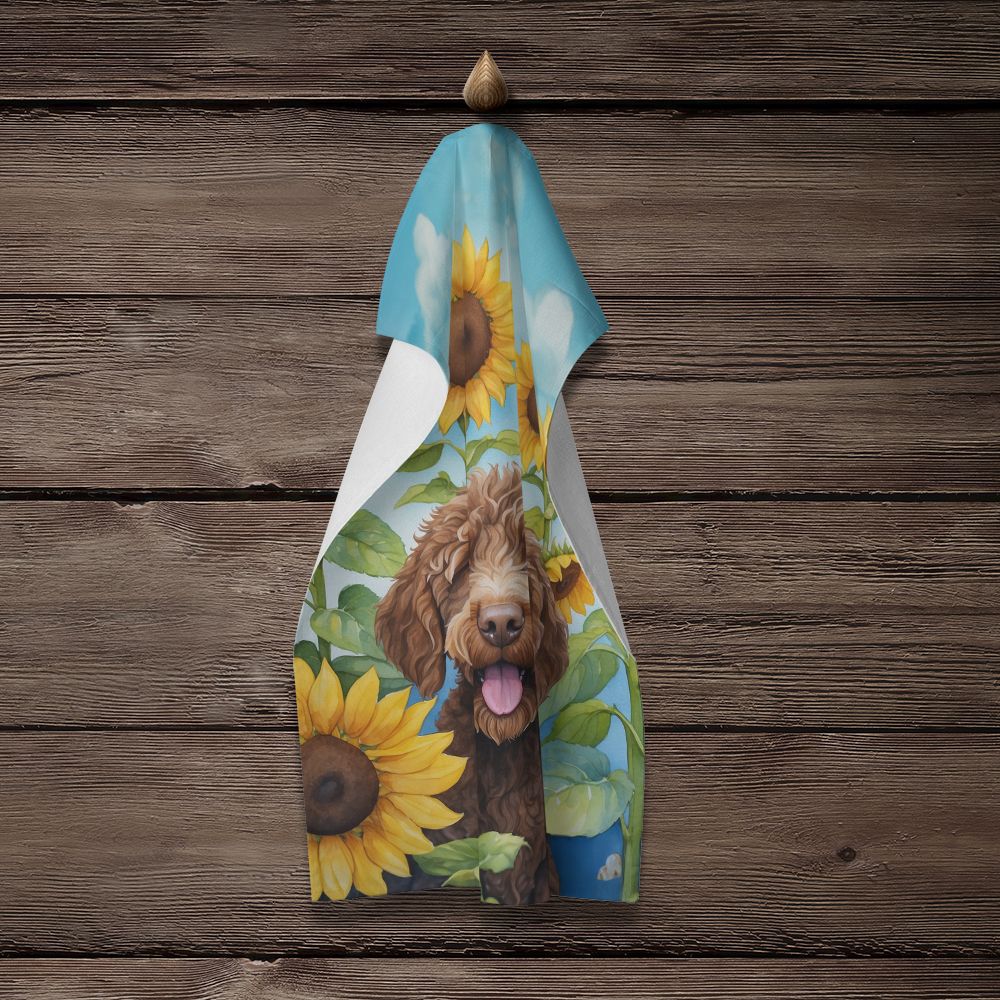 Labradoodle in Sunflowers Kitchen Towel Dish Cloths Guest Hand Towel Decorative Bathroom Towel for Face,Tea, Dishcloth, Kitchen and Bath