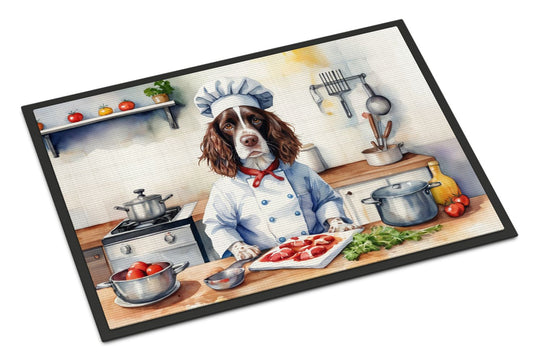 English Springer Spaniel The Chef Doormat Front Door Mat Indoor Outdoor Rugs for Entryway, Non Slip Washable Low Pile, 24H X 36W