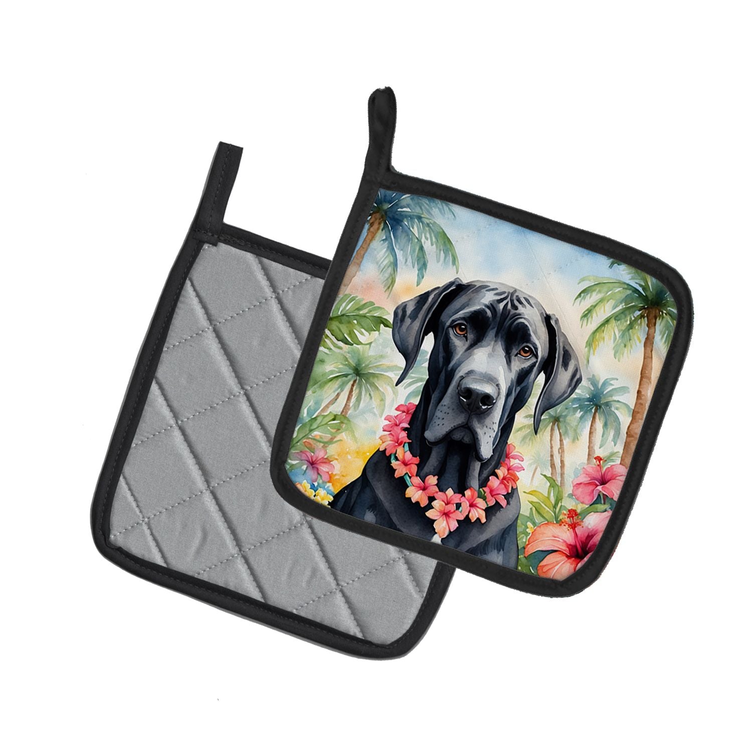 Great Dane Luau Pair of Pot Holders Kitchen Heat Resistant Pot Holders Sets Oven Hot Pads for Cooking Baking BBQ, 7 1/2 x 7 1/2