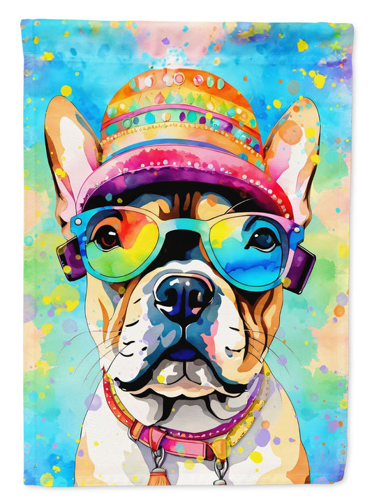 French Bulldog Hippie Dawg Garden Flag Mailbox Flag Decorative Yard Flag Banner Outside Patio Artwork Yard Flower Beds, Garden Size, Multicolor