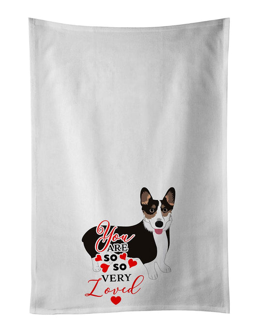 NEW Pembroke Welsh Corgi Tricolor Black-Headed #2 so Loved Kitchen Towel Set of 2 White Dish Towels Decorative Bathroom Hand towel for Hand, Face, Hair, Yoga, Tea, Dishcloth, 19 X 28", White