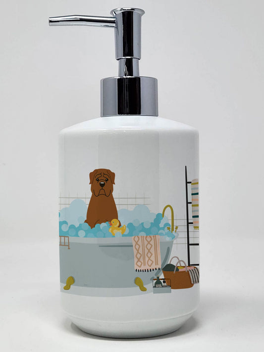 Dogue de Bourdeaux in Bathtub Ceramic Soap Dispenser Hand Soap Dispenser Pump Bottles for Bathroom Kitchen, Empty Refillable Liquid Soap Container