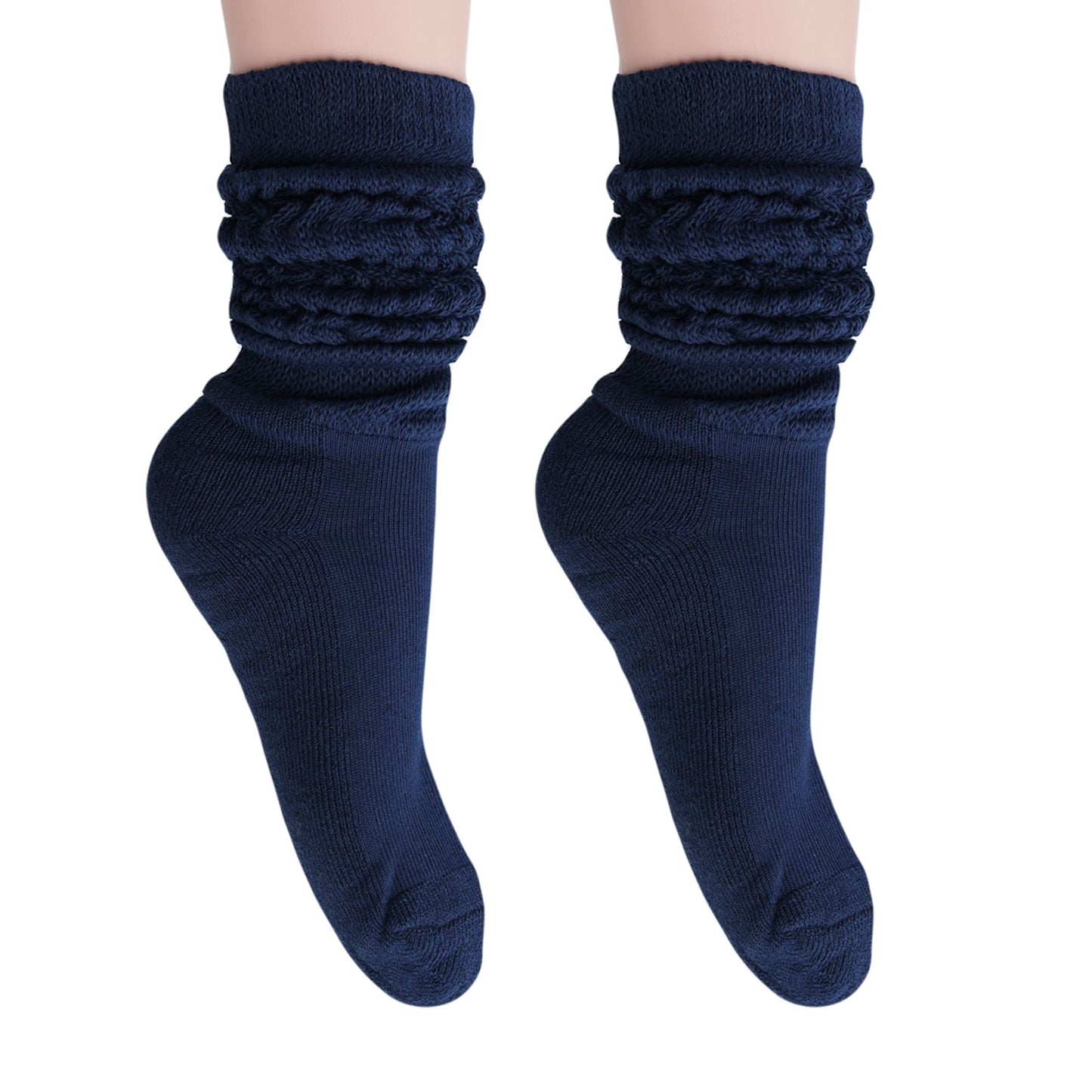 Women's Extra Long Slouch Scrunch Socks Knee High, Cotton Blend, Pack of 2, Fits Shoe Sizes 5-10, 80s Style, 28 Colors