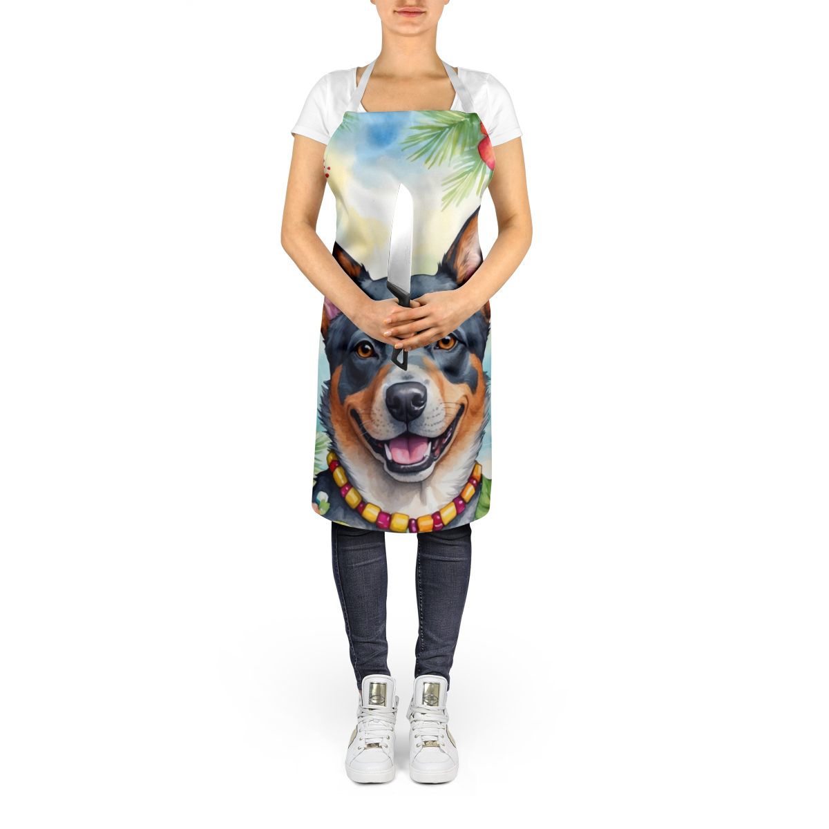 Australian Cattle Dog Luau Apron Cooking Kitchen Server Baking Crafts Gardening for Adult Women Men, Unisex, Large, Multicolor