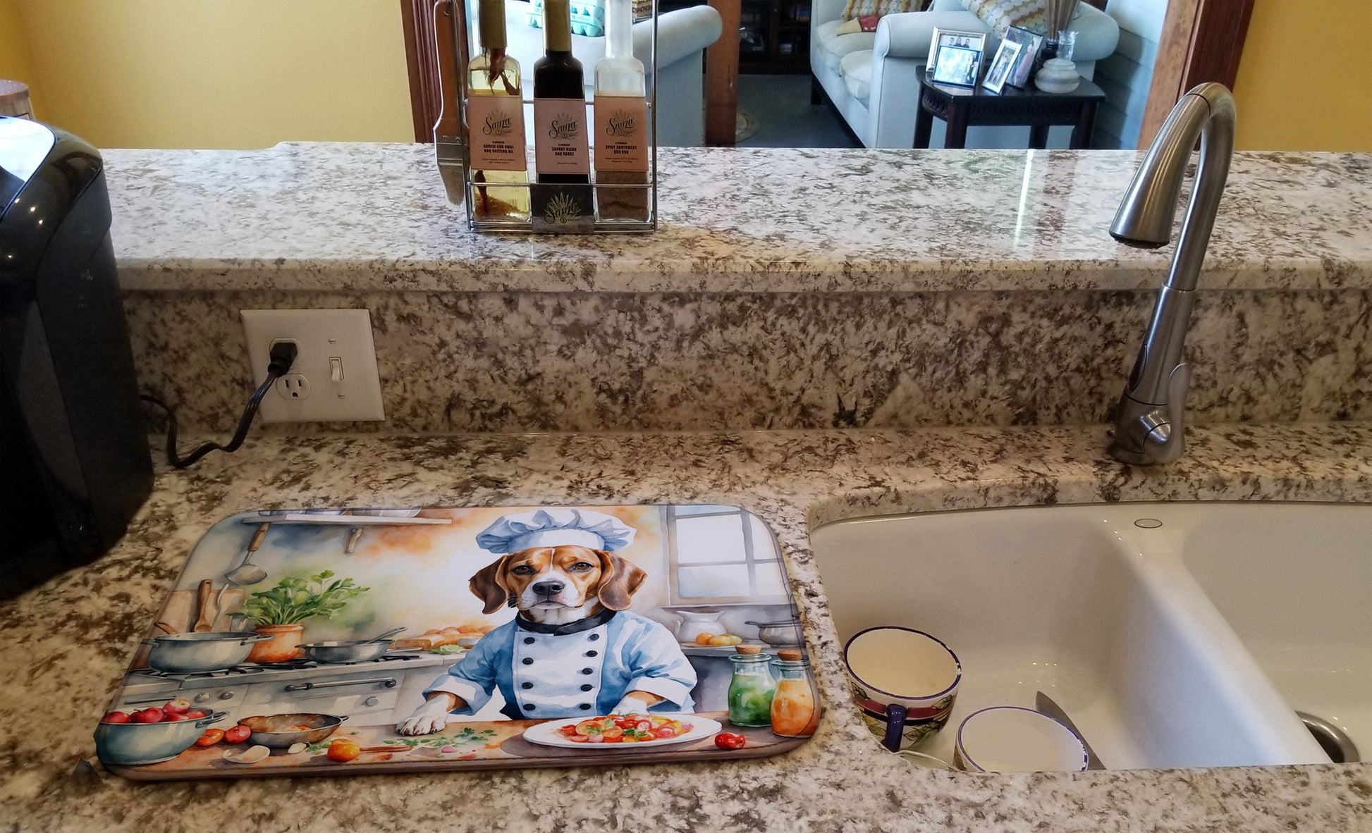 Beagle The Chef Dish Drying Mat Absorbent Dish Drying Mat Pad for Kitchen Counter Dish Drainer Mat for Countertop, 14 x 21", Multicolor