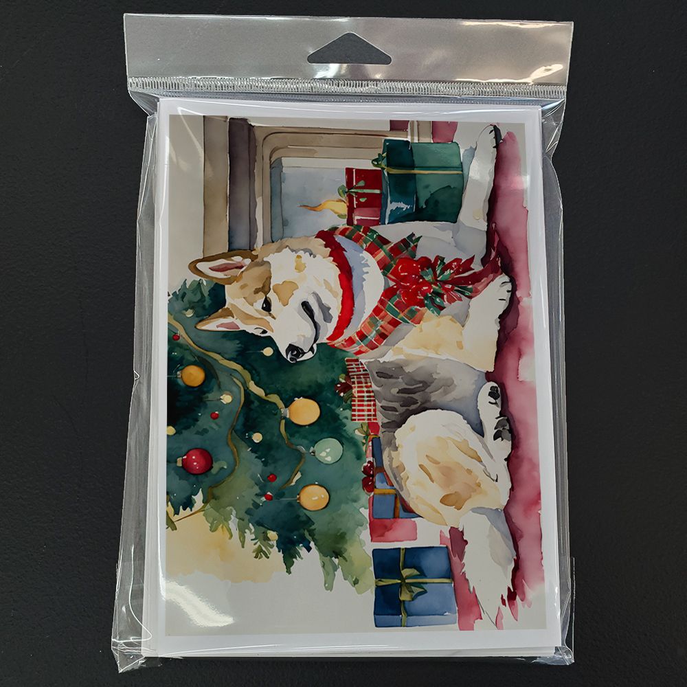 Akita Christmas Greeting Cards Pack of 8 Blank Cards with Envelopes Whimsical A7 Size 5x7 Blank Note Cards