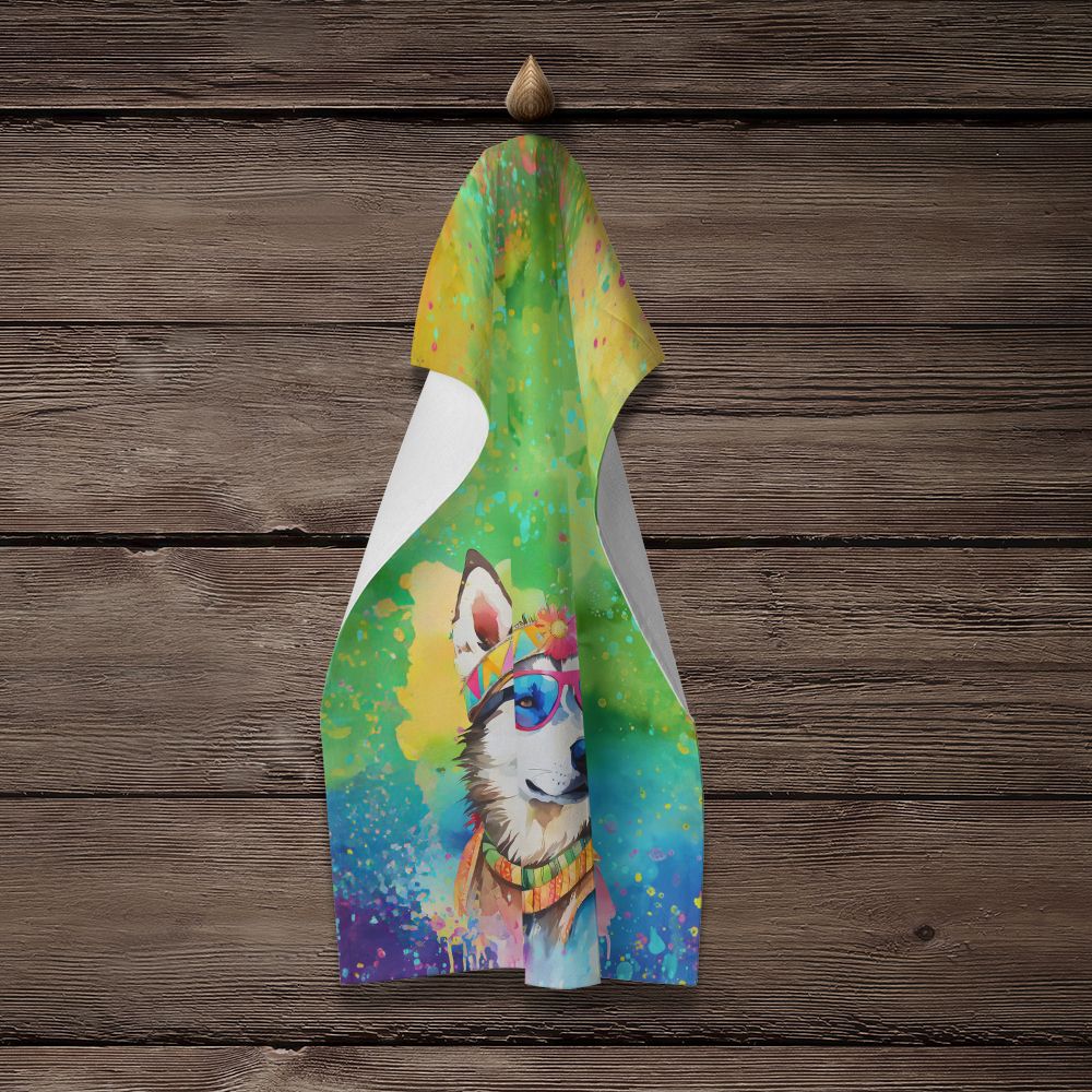 Siberian Husky Hippie Dawg Kitchen Towel Dish Cloths Guest Hand Towel Decorative Bathroom Towel for Face,Tea, Dishcloth, Kitchen and Bath