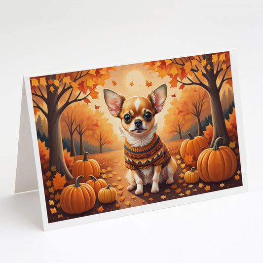 Chihuahua Fall Greeting Cards Pack of 8 Blank Cards with Envelopes Whimsical A7 Size 5x7 Blank Note Cards